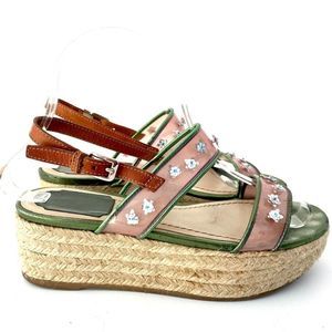 Dior Joy Vinyl Flower Strap Platform Espadrille Sandals
